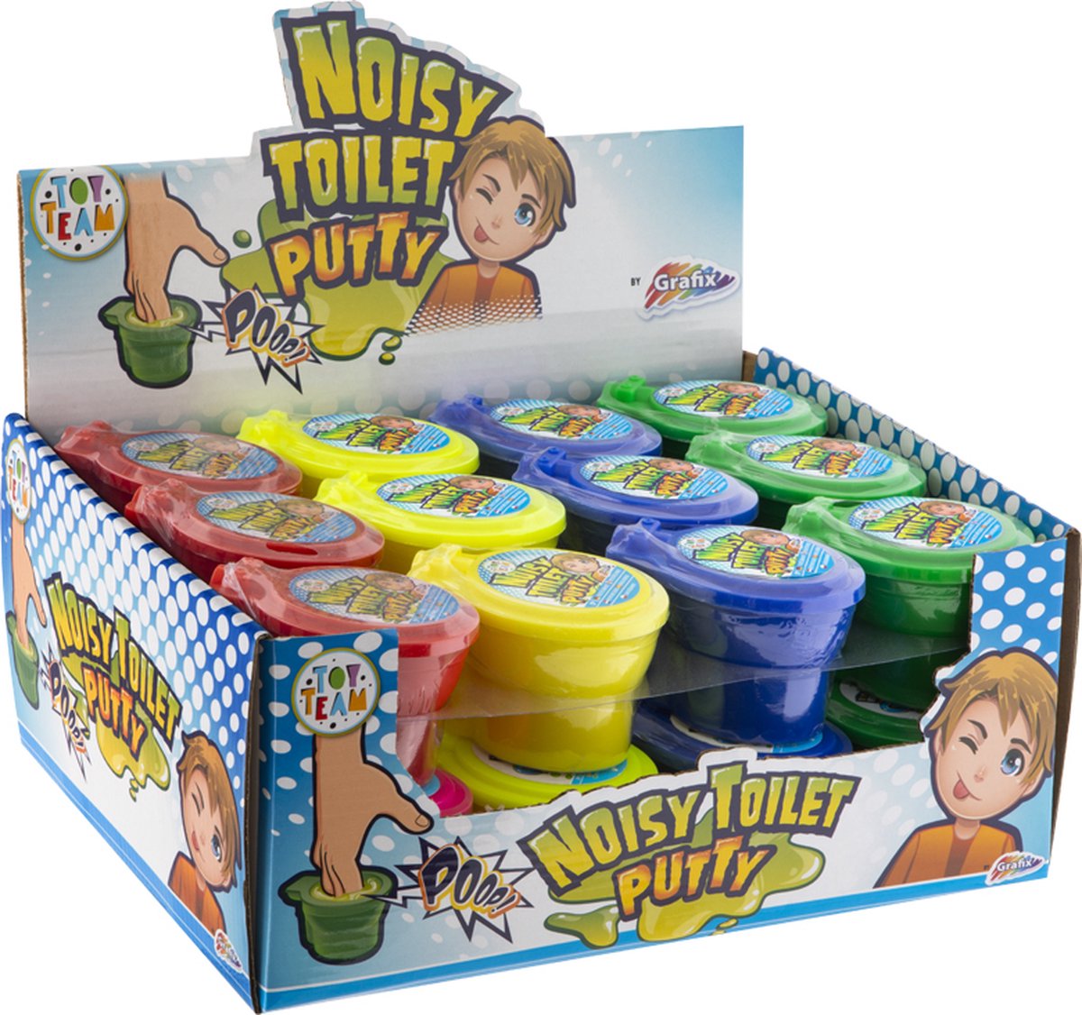 Grafix XXL Traktatie Uitdeelcadeautjes Set voor Kinderen | 24 X Toilet Putty Slijm in 4 verschillende Kleuren | Grabbelton Weggeef Cadeautjes | Kinderfeestje